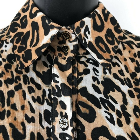 Robertson Shirt Dress Brown Leopard Print Sz L - Picture 3 of 8